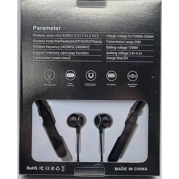 Wireless Metal Super Bass Sport Headset - Black - Picture 2 of 4
